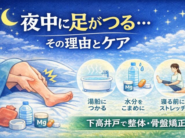 夜中に足がつる・こむら返りでお悩みの方へ｜下高井戸整骨院の整体・骨盤矯正でできる対策