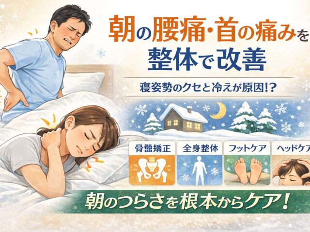 朝起きたときの腰痛・首の痛みは「寝姿勢」と「冷え」が原因かもしれません