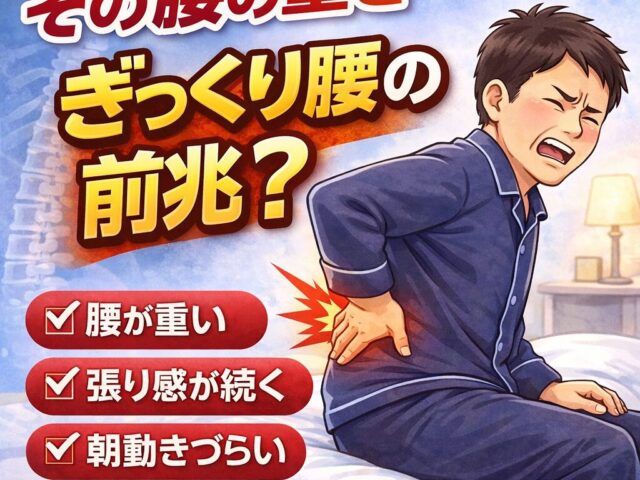 その腰の重さ…ぎっくり腰の前兆かもしれません！！/下高井戸整骨院