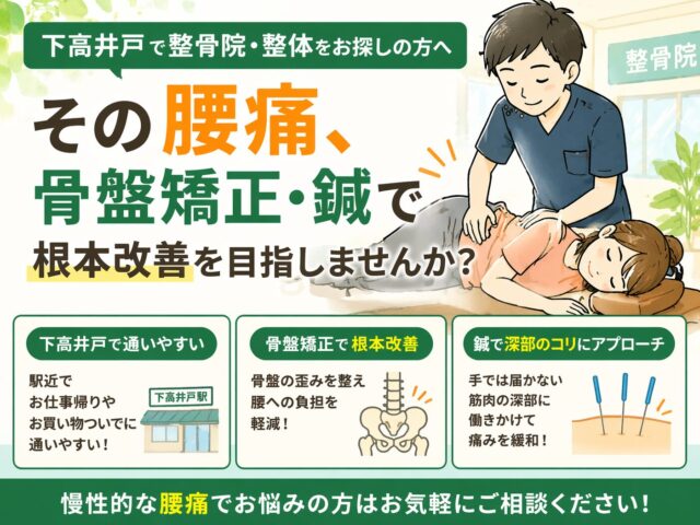 その腰痛、骨盤矯正や鍼で改善できるかもしれません！下高井戸整骨院