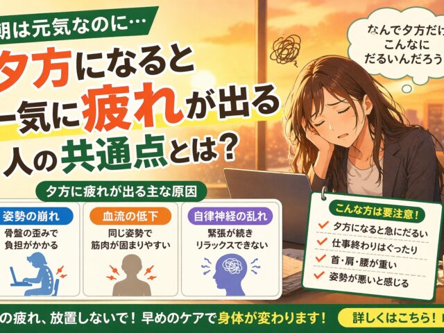 【夕方になると一気に疲れが出る人の共通点…そのままにしてませんか？】下高井戸整骨院