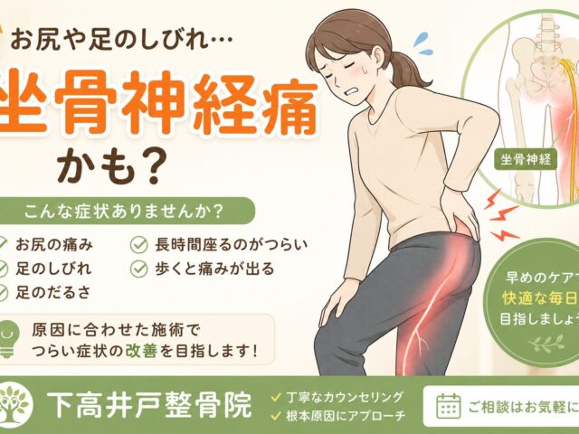 お尻から足にかけての痛みやしびれ…それは坐骨神経痛かもしれません/下高井戸整骨院