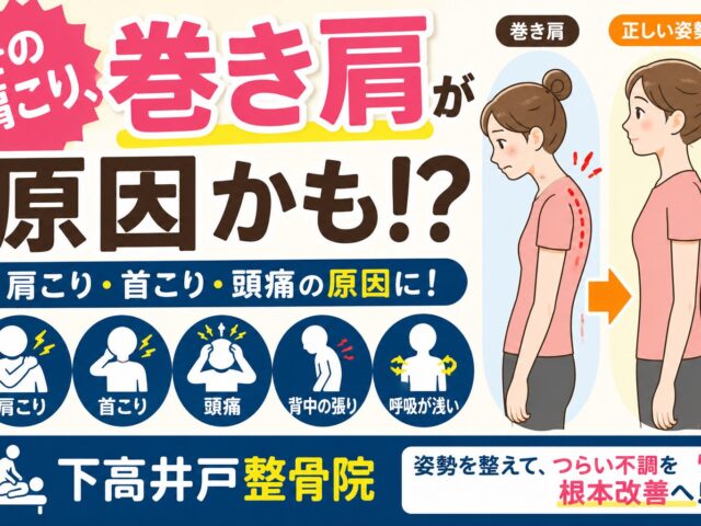 巻き肩になっていませんか？肩こりや首こりの原因かもしれません/下高井戸整骨院