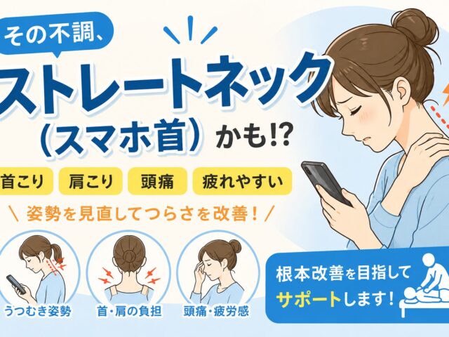 ストレートネック（スマホ首）に要注意！首こり・肩こりの原因かもしれません
