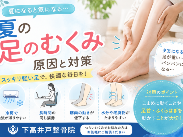 夏の足のむくみが気になる方へ｜原因と自宅でできる対策/下高井戸整骨院