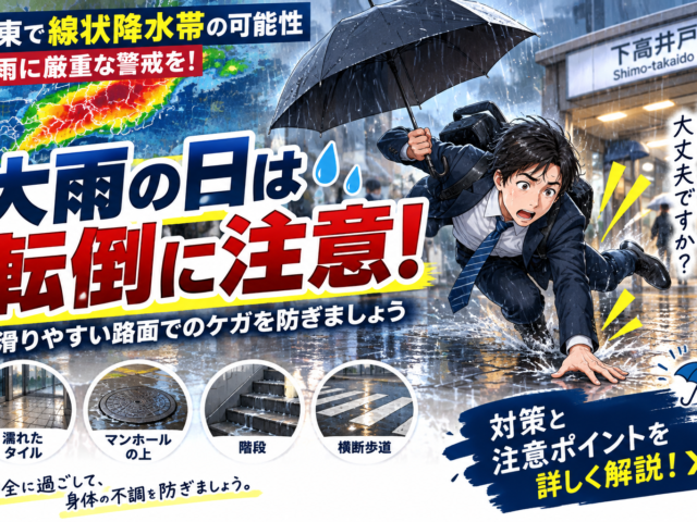 大雨の日は転倒に注意！滑りやすい路面でケガを防ぐポイント